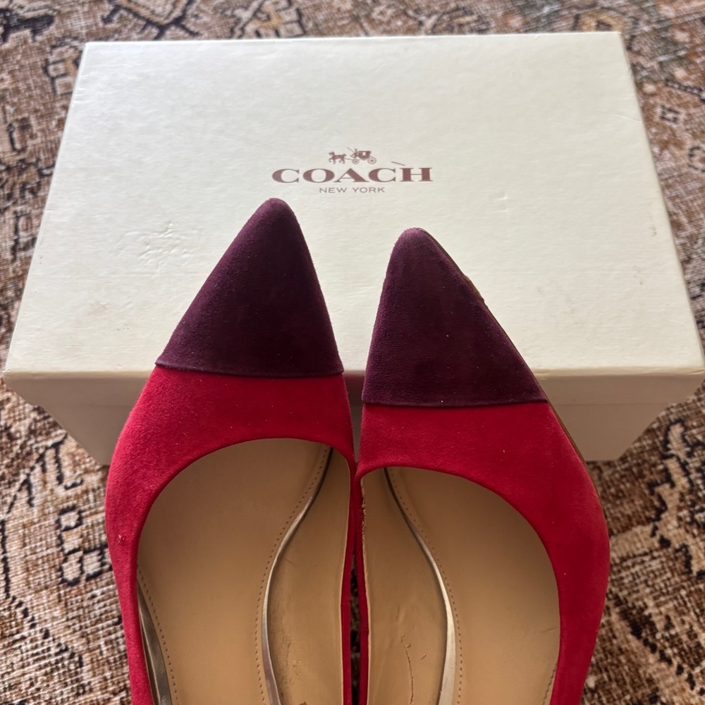 Coach Zayna Suede Pointed Toe Pumps – Red/Wine – Size 8M